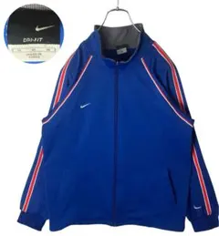NIKEスウッシュロゴ×ブルーグリーン半袖ジャージトラックジャケット 