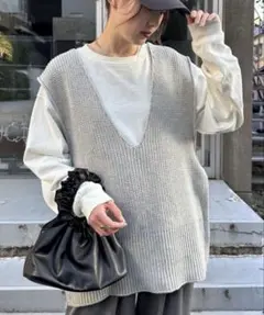 チャオパニックティピー Vネック ニットベスト グレー 新品