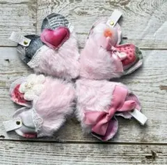 革タグ ピンク系.*・゜ 甘々ハートタグ デニムリメイク チャーム