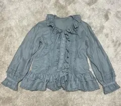 PINK HOUSE 豪華フリル　長袖ブラウス　ブルー