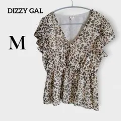 DIZZY GAL 豹柄 レオパード柄 Vネック 半袖シャツ M 薄め ブラウス