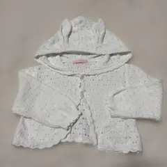 mezzo piano メゾピアノ ベビー フード付き 透かし編み カーディガン