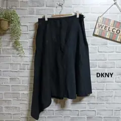 DKNY フレアスカート アシンメトリーデザイン リネン 大人可愛い 上品 Lのサムネイル