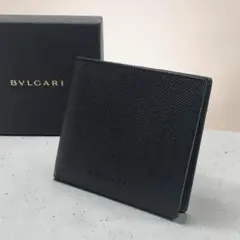 【未使用品】BVLGARI ブルガリ 二つ折り 財布 レザー ブラックのサムネイル
