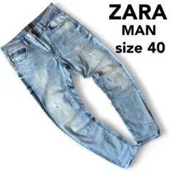 【ZARA MAN】ダメージ加工 スーパーストレッチ スキニー デニム 40