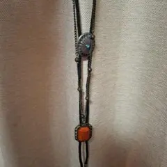 ボヘミアンスタイル ネックレス オレンジ 青　ターコイズ　2本