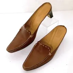美品✨ HIROFU 本革 レザー ミュール パンプス 22.5cm ブラウンのサムネイル