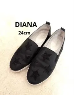 アルテミス by ダイアナ星ラインストーン　スリッポン　24cm　黒ブラック