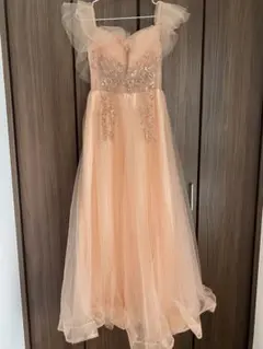 値下げ中オフショルダーチュールドレス サーモンピンク　カラードレス　演奏会など