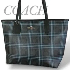 COACH コーチ トートバッグ PVC レザー A4収納 チェック柄 肩掛け