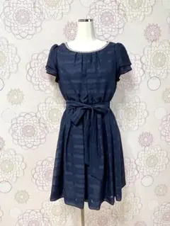 ドレス　パーティ　結婚式　卒業式　2次会　ワンピースM 紺色