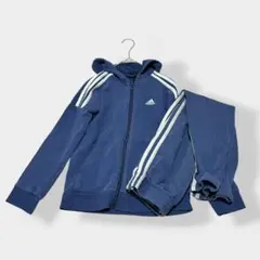 adidas アディダス スウェット パーカー セットアップ ネイビー 140