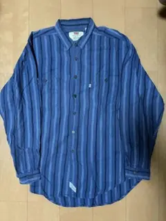 Levi's 青ストライプシャツ XL コットンシャツ　ロシア製