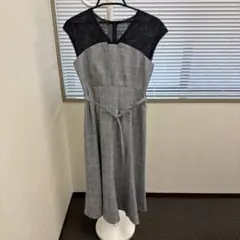 JUSGLITTY レース切り替えチェック柄ワンピース