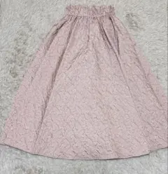 ファーチェカンパナ ふくれジャガードスカート ピンクM 主役級 上品　フレア