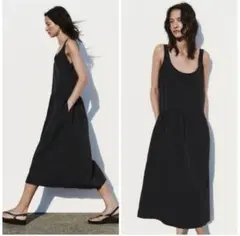 ZARA　ナイロンボリュームワンピース　ブラック　Ｍ　ノースリーブワンピース