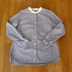 無印良品 洗いざらしブロードスタンドカラー シャツ
