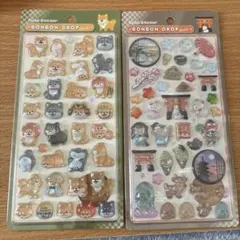 ボンボンドロップシール 和柄 柴犬 古都
