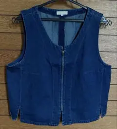 デニムベスト ジップアップ インディゴブルー Boutique Lily