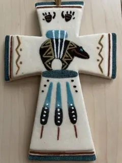 十字架、クロス、熊、クマ、Native American、インディアン、砂絵