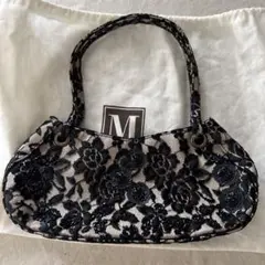 ブラックレース　ブルーノマリ　薔薇　ローズ　パーティーバッグ