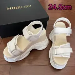 【夏セール】24.5 ミラーナイン 厚底スニーカーサンダル 白 美脚 脚長のサムネイル