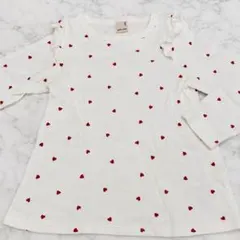 キッズ 120 ロンT 長袖 綿100% プティマイン ハート 白 女の子 秋冬