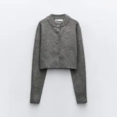 ZARA グレー クロップドカーディガン