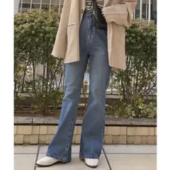 WEGO ハイウエスト デニム フレア パンツ