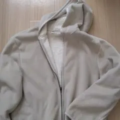 フード付きベージュフリースジャケット XL