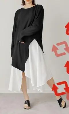 モノトーンワンピース 黒 白 長袖 新品・タグ付き sureve