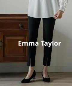 Emma Taylor エマテイラー フロントジップ ストレッチパンツ ブラック