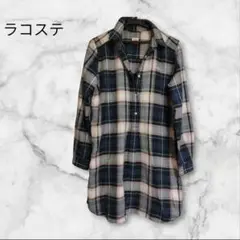 極美品ラコステ シャツワンピース ロングシャツ チュニック 長袖ラコステライブ