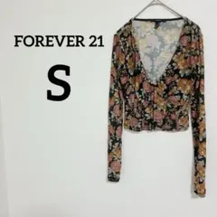 FOREVER 21 【S】花柄長袖シャツ 薄手 カーディガン トップス