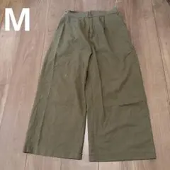 オリーブ色 コットン ワイドパンツ M