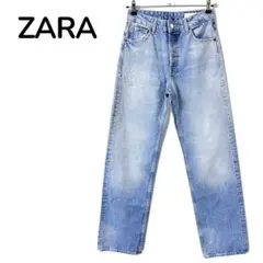 【ザラZARA】ライトウォッシュデニムパンツ　ヴィンテージ　ブルー　サイズ32