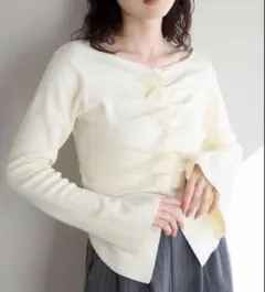 Kastane フロントギャザーニットカーディガン