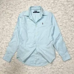 【美品】ラルフローレン 長袖シャツ クラシックフィット ポニー刺繍 ブルー S