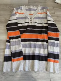 【韓国】リブ編み ヘンリーネック セーター