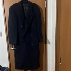 イタリア　ダブルブレスト チェスターコート　ロングコート　カシミア混合
