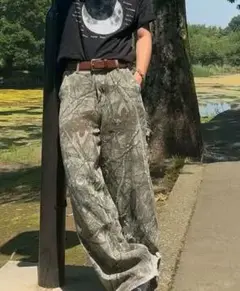 リアルツリー　迷彩　バギーデニム　ワイドパンツ