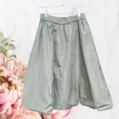 リバーシブルひざ丈スカート♡ウエストゴム♡カーキ×ネイビー