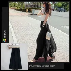 【大人気】シフォンワイドパンツ☆ブラック