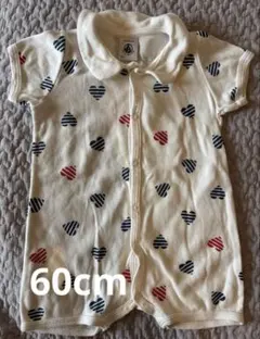 プチバトー　衿つきプリントショートロンパース　60のサムネイル