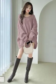 オーバーサイズセーター　大きいサイズ　ピンク