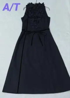 美品 A/T アツロウ タヤマ ノースリーブロングワンピース フリル ウール