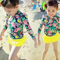可愛い花柄水着3点セット