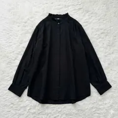 【新品タグ付き】大きいサイズユニクロ黒ブラックフリルブラウス【XXL】