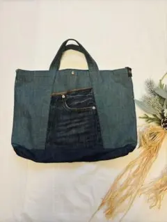 デニム素材をリメイクしたトートバッグ