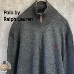 【美品】ポロ ラルフローレン 薄手 ハーフジップ ニット セーター ウール 古着